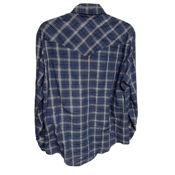 Men’s Vintage Envoy Western Shirt Blue with Gold Stripe Pearl Snap Shirt Size M - Picture 2 of 7